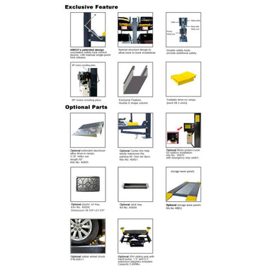 Amgo 407-P 7,000 lbs 4-Post Parking Lift Features