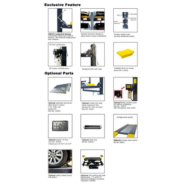 Amgo 408-HP 8,000 lbs 4-Post Extra Tall Parking Lift Features