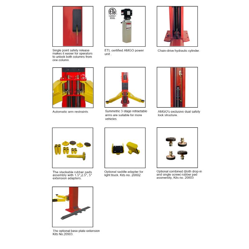 Amgo BP-10 10,000 lbs Double Post Symmetric Car Lift