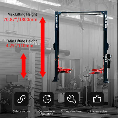 Katool KT-AS110D, 11,000 lb 2 Post Lift - Asymmetric Details