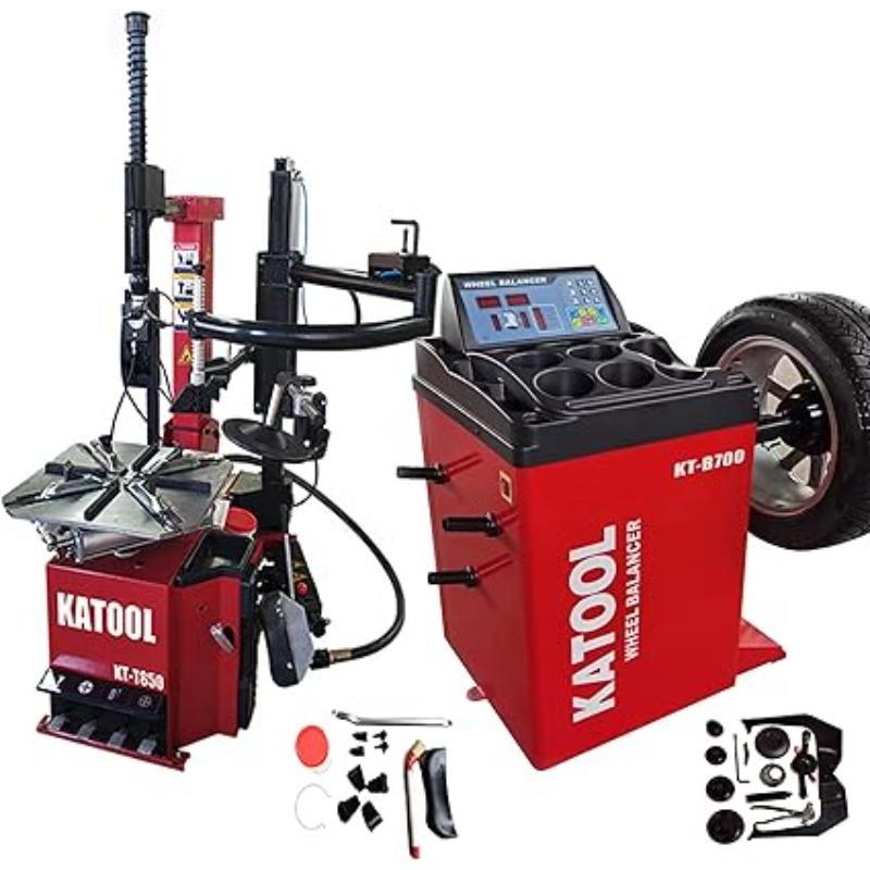 Katool KT-T850 Tilt-Arm Wheel Clamp Tire Changer Machine with Wheel Balancer KT-B750 Combo